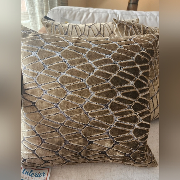 Set of 3 Gold Bronze Velvet Accent Decorative Pillows 18" - Picture 3 of 5